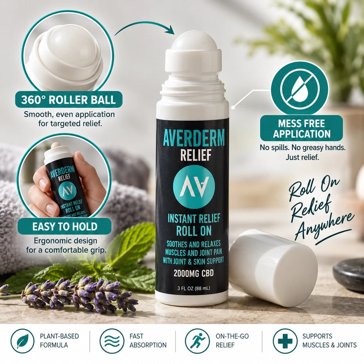 Instant Relief Roll-On (2000mg CBD + CBG)